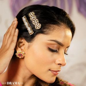 Gold Pearl Embellished Hair Pins