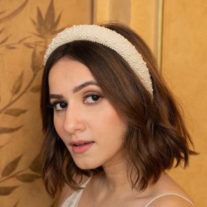 White Pearl Puff Women Hair Band