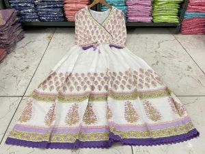 Ladies Cotton Printed Anarkali Suit Set Party Wear