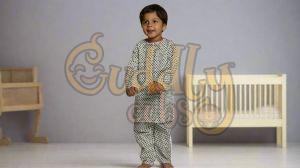 Printed Boys Black Diamond Kurta Set Daily Wear