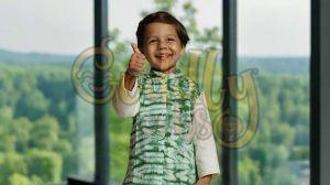 Printed Cotton Boys Forest Green Tie-dye Sleeveless Jacket