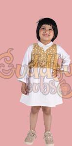 Cotton Girls Caramel Hearts Layered Dress Casual Wear