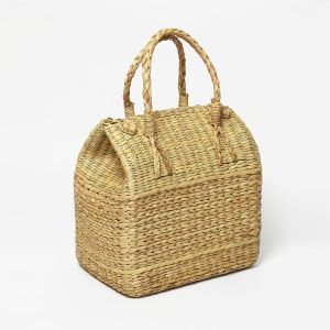 Plain Kauna Grass Bag, Color : Light Brown, Technics : Handmade