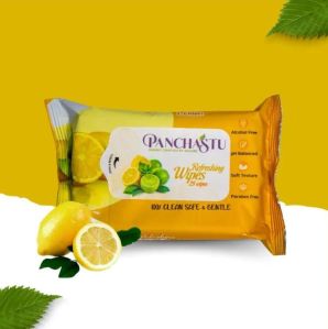 Plain Cotton Panchastu Lemon Face Wipes, Color : White