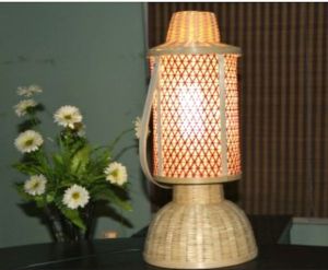 Plain LED Eco-friendly Handcrafted Bamboo Table Lamp, Color : Brown