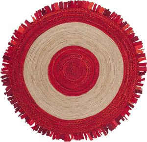 Beautiful Jute & Cotton Round Fringes Jute Area Rugs