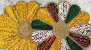 natural flower shape jute rug