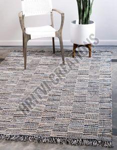 Chindi Jute Collection Hand Woven Natural Fibers Blue Area Rug