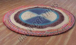 Indian Handmade Round Outdoor Doormats Cotton Jute Rug