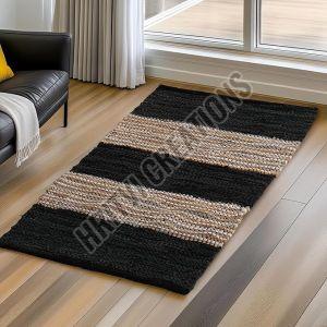 Natural Jute & Cotton Reversible Bedside Rug Runner Dari For Balcony Living Room