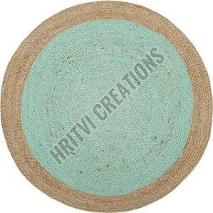 Round Light Ocean Green Floor Jute Rug