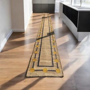 Yellow Dote Stair Jute Runner, Handmade Jute Runner