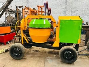 Portable Mechanical Mild Steel Concrete Mixer Machine, Color : Yellow