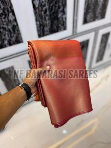 Printed Unstitched Red Banarasi Silk Saree Party Wear