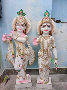 Polished Marble Radha Krishna Statue