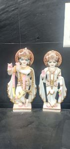 White Hindu Beautiful Marble Radha Krishna Statue