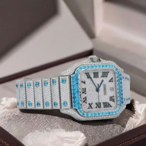 Luxury Silver Full Iced Out Watch, Dialer Shape : Square