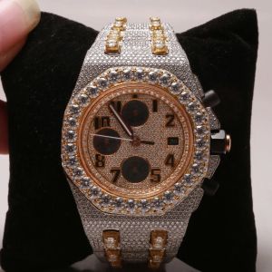 Moissanite White Luxury Mechanical Watch, Dialer Shape : Round