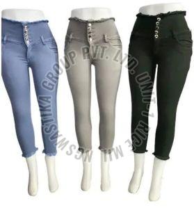 Plain Ladies Denim Jeans, Stretch Type : Stretchable