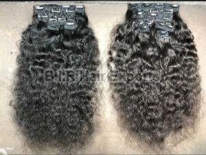 Clipin Hair Extensions, Color : Black Curly, Straight, Wavy