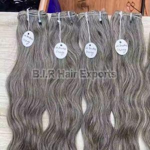 Indian Raw Human Hair Extension, Color : Grey Wavy