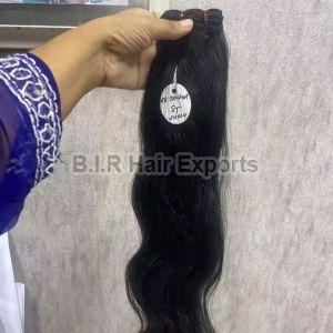 Indian Remy Straight Machine Weft Hair, Color : Black Wavy