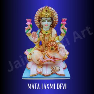 White Makrana Marble Lakshmi Mata Statue 9 Inches