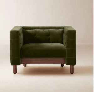 AKUNA 1 SEATER TEAK WOOD FABRIC SOFA