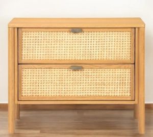 ENGLA SOLID OAK WOOD &AMP;AMP; RATTAN BEDSIDE