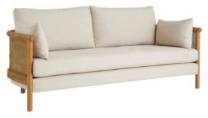 MANORA 3 SEATER OAK WOOD & RATTAN SOFA