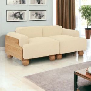 Nismaaya Batson Oak Wood 2 Seater Sofa White