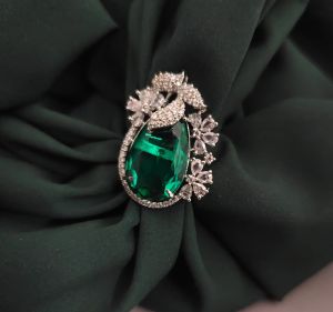 Green Doublet Cz Ring For Women