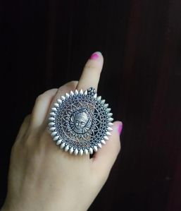 Stylish Adjustable German Silver Finger Ring For Women