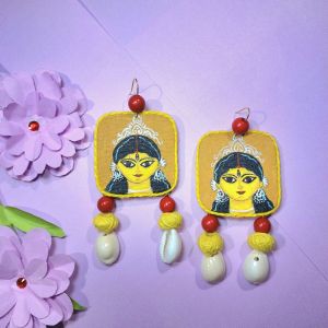 Women Maa Durga Hand Painted Earrings