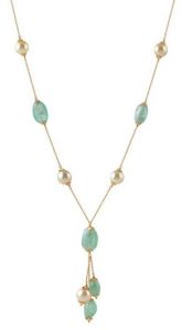 Pearl and Emerald Womens Gold Chain