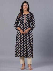 Amchoor Navy Paisley Ladies Printed Kurti