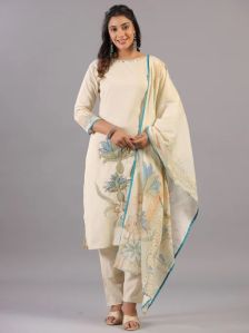 Beige Sequins and Beads Work Ladies Kurti Set