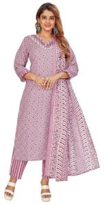Cotton Batik Pattern Kurti Set for Women's