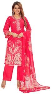 Pink with Golden Polka Dot Zari Patterned Cotton Kurti Set for Women's