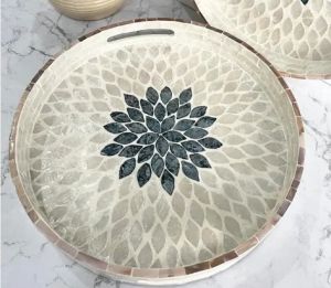 Petal Harmony Serving Tray In Mother of Pearl