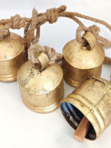 4 Big Round Rustic Style Handmade Christmas Hanging Cow Bells
