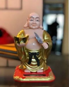 Laughing Buddha Golden Solar Near 5 inch for Home, Office, Shop