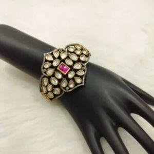 3 Inch Brass Kundan Openable Bracelet