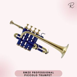 Brass Polished Rmze Professional Blue-Gold Piccolo Trumpet