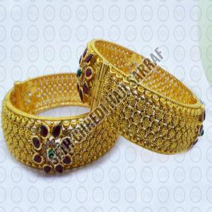 Polished AB16 Gold Bangles, Color : Golden Party Wear