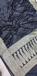 Black Premium Mashru Katan Silk Banarasi Saree