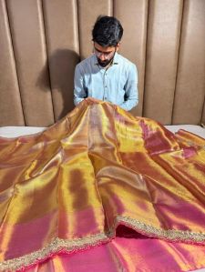 Dual Shaded Kanjivaram Tissue Silk Designer Saree