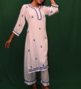 Muslin Ladies Kurti Set, Color : White XS-XXXL