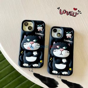 3D Cute Cat Holder Silicone Soft iPhone 16 Phone Case