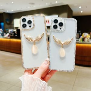 Handmade Angel Wing Diamond Border Transparent TPU (Soft) iPhone 12 Pro Phone Case